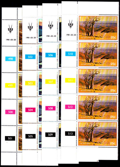 SWA 1981, 20 March. Fish River Canyon, set, controls, MNH, CV R 50.00 view scans