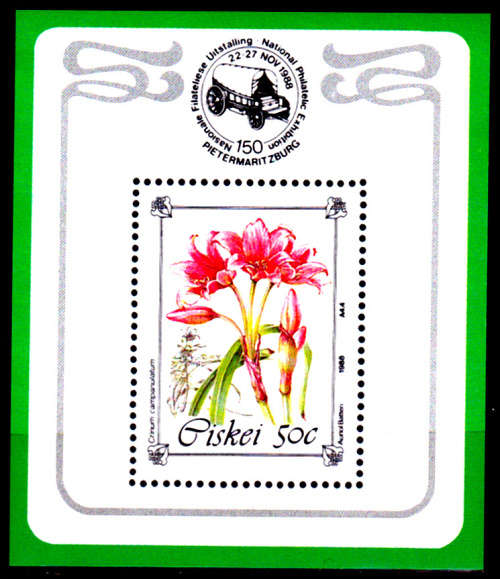 CISKEI 1988, 17 March. Protected Flowers, minisheet, MNH, CV R 17.00, view scans