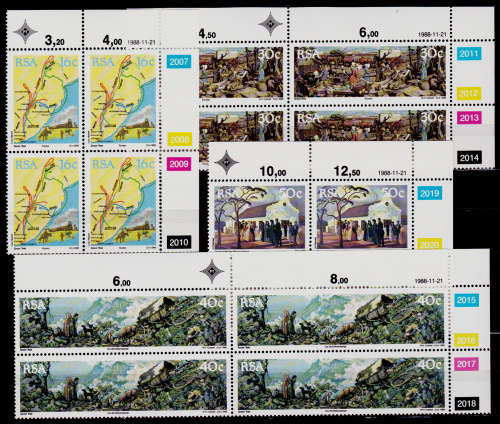RSA 1988, 21 Nov. 150th ANNIV OF THE GREAT TREK, set controls, MNH, CV R 58.00 view scans