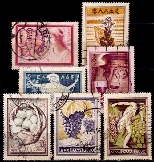 GREECE 1953, 1 July. AGRICULTURE PRODUCTS, set, UH, CV +/-R 70.00 view scans