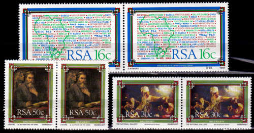 RSA 1987, 19 Nov, THE BIBLE SOCIETY of SOUTH AFRICA, short set pairs, MNH, CV R 15.00 view scans