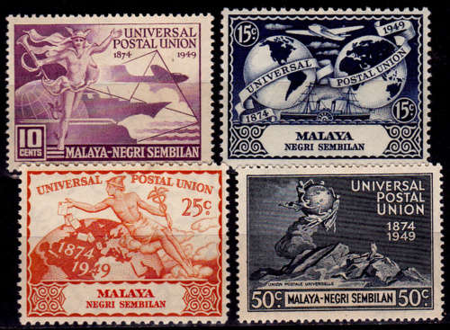 MALAYA NEGERI SEMBILAN 1949, 10 Oct, 75th ANNIV OF UPU, set, MH, +/-R 60.00, view scans