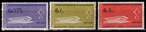 INDONESIA 1961, 1 June. THOMAS CUP, set, MNH, CV +/-R 15.00 view scans