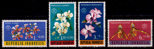 INDONESIA 1962, 20 Dec. CHARITY - ORCHIDS, set, MNH, CV +/-R 35.00 view scans