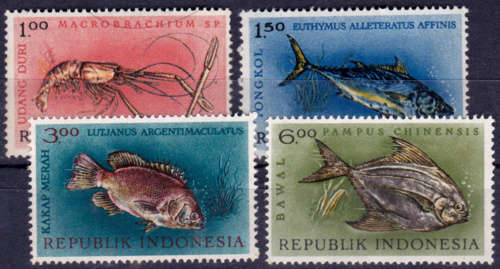 INDONESIA 1963, 8 April. MARINE LIFE, set, MNH, CV +/-R 40.00 view scans