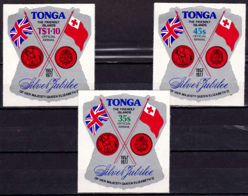 TONGA 1977, 7 Feb. 25th ANNIV REGENCY OF QEII A/MAIL, set, MNH, CV +/-R 160.00 view scans