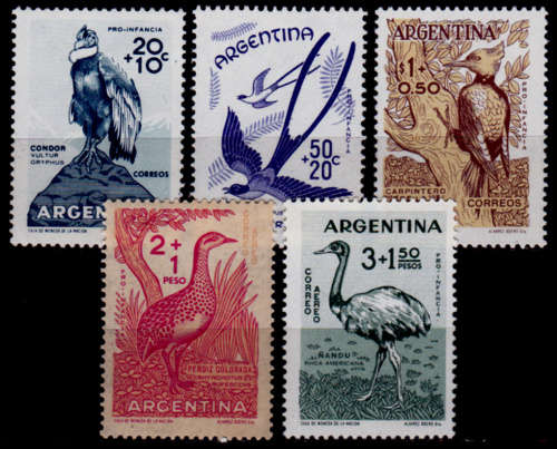 ARGENTINA 1960, 9 Jan, BIRDS - CHILD WELFARE, set, MH, CV +/-R 75.00 view scans