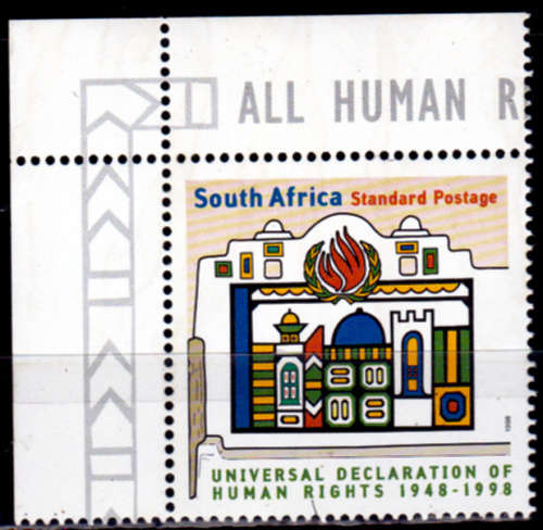 RSA 1998, 9 Dec. UNIVERSAL HUMAN RIGHTS, single, MNH, CV R 15.00, view scans