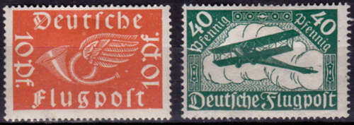 GERMAN EMPIRE 1919, July. AIRMAIL, set, MH, CV +/-R 10.00, view scans