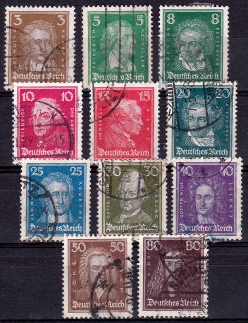GERMAN EMPIRE 1926, 1 Nov. FAMOUS GERMANS, set, UH, CV +/-R 380.00, view scans