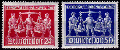 JOINT ALLIED OCC ZONE 1948, 22 May. HANNOVER EXPORT FAIR, set, MNH, CV +/-R 10.00, view scans