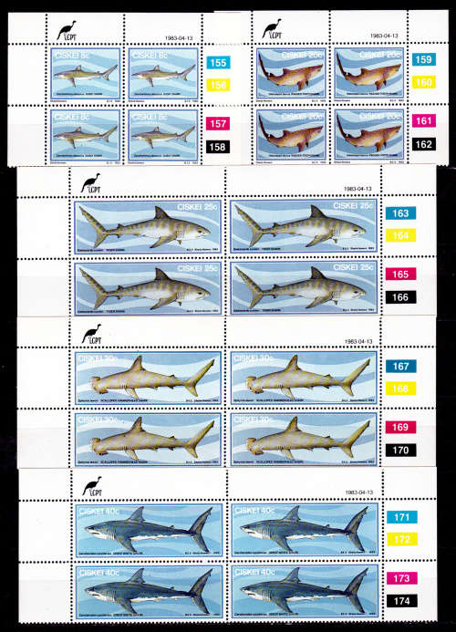 CISKEI 1983, 13 April. SHARKS, set controls, MNH, CV R 72.00, view scans