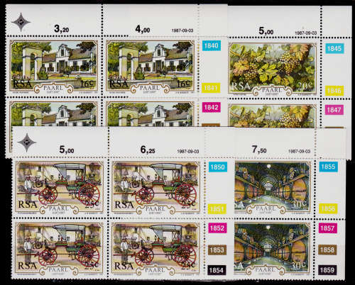 RSA 1987, 3 Sept. 300th ANNIV of PAARL, set controls, MNH, CV R 40.00 view scans