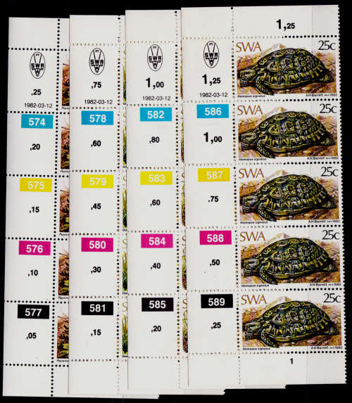 SWA 1982, 12 March. TORTOISES, set controls, MNH, CV R 50.00 view scans