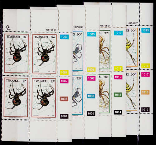 TRANSKEI 1987, 27 Aug. SPIDERS, set controls, MNH, CV R 40.00 view scans