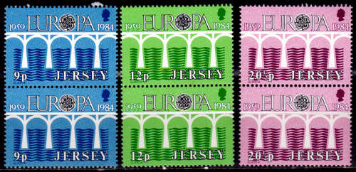 JERSEY 1984, 12 March. EUROPA STAMPS, set pairs, MNH, CV +/-R 55.00 view scans