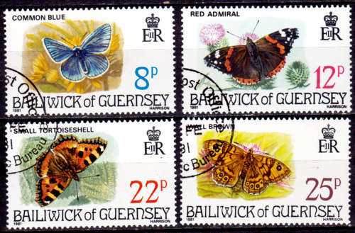 GUERNSEY 1981, 24 Feb. BUTTERFLIES, set, CTO, CV +/-R ?? view scans