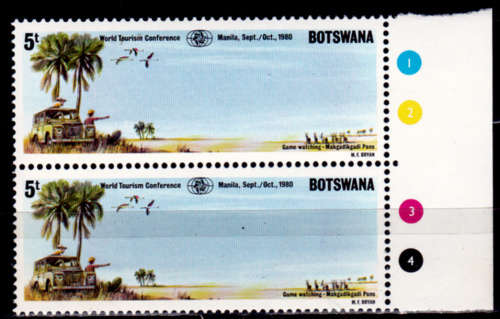BOTSWANA 1980, 6 Oct. WORLD TOURISM, single pair, MNH, CV +/-R 20.00 view scans