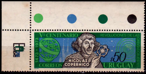 URUGUAY 1973, 19 Dec. 500th ANNIV BIRTH N COPERNICUS, single, MNH, CV +/-R 5.00 view scans