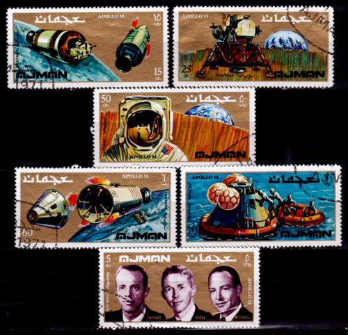 AJMAN 1971, 22 Feb. APOLLO 14, set, UNH, CV +/-R 80.00 view scans