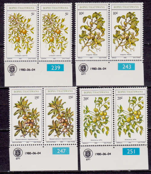 BOPHUTHATSWANA 1980, 4 June. EDIBLE WILD FRUITS, set pairs, MNH, CV R 20.00 view scans