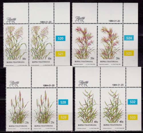 BOPHUTHATSWANA 1984, 20 Jan. GRASSES, set pairs, MNH, CV R 20.00 view scans