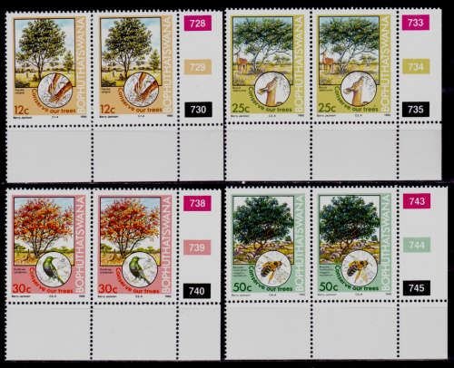 BOPHUTHATSWANA 1985, 4 July. TREE CONSERVATION, set pairs, MNH, CV R 20.00 view scans