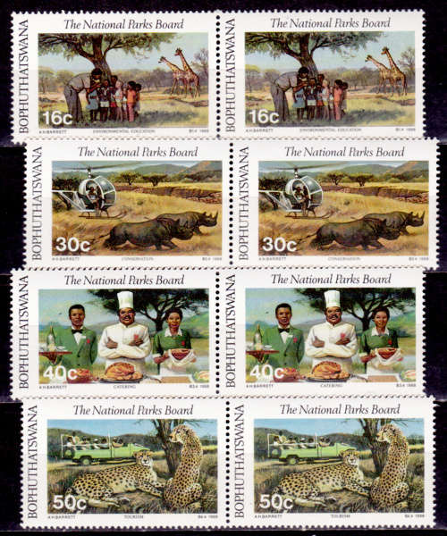 BOPHUTHATSWANA 1988, 23 June. NATIONAL PARKS BOARD, set pairs, MNH, CV R 20.00 view scans