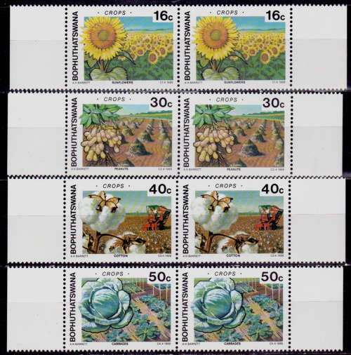 BOPHUTHATSWANA 1988, 15 Sept. AGRICULTURAL CROPS, set pairs, MNH, CV R 20.00 view scans