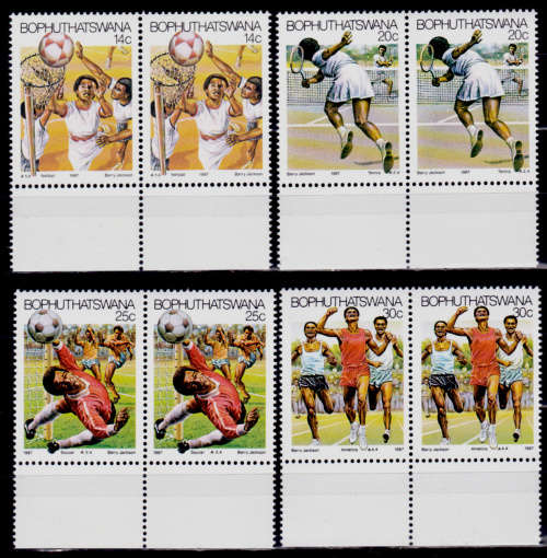 BOPHUTHATSWANA 1987, 22 Jan. SPORTS, set pairs, MNH, CV R 20.00 view scans