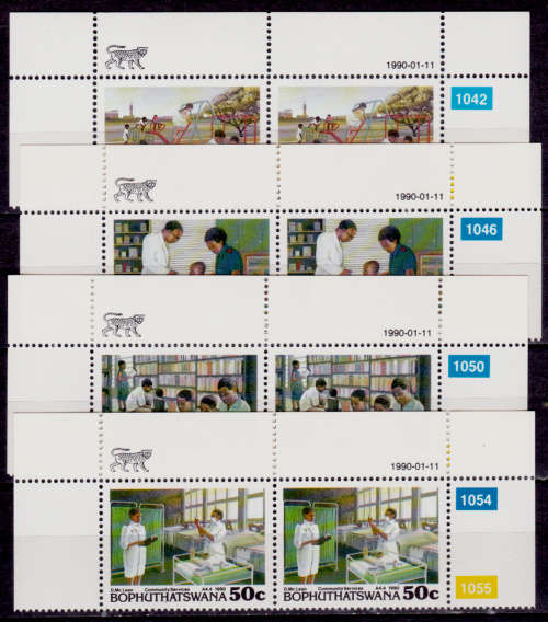 BOPHUTHATSWANA 1990, 11 Jan. COMMUNITY SERVICES, set pairs, MNH, CV R 20.00, view scans