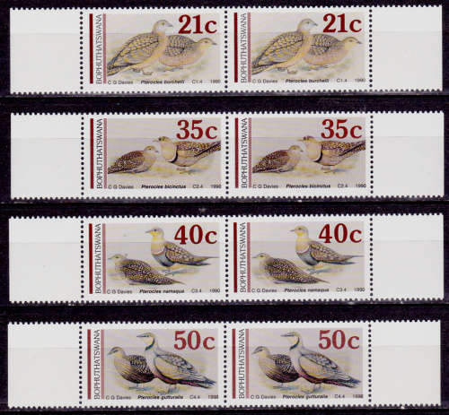 BOPHUTHATSWANA 1990, 12 July. SANDGROUSE, set pairs, MNH, CV R 130.00, view scans