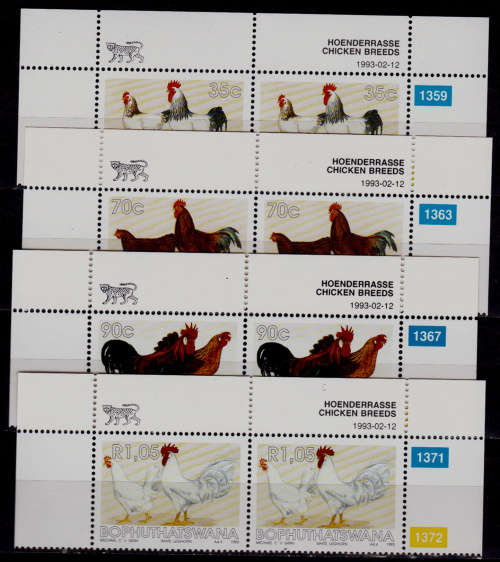 BOPHUTHATSWANA 1993, 12 Feb. CHICKEN BREEDS, set pairs, MNH, CV R 96.00, view scans