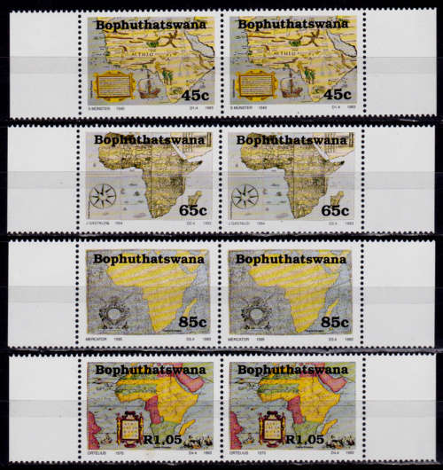 BOPHUTHATSWANA 1993, 20 Aug. OLD AFRICAN MAPS, set pairs, MNH, CV R 102.00, view scans