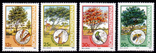 BOPHUTHATSWANA 1985, 4 July. TREE CONSERVATION, set, MNH, CV R 10.00 view scans