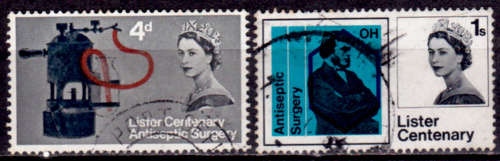 ENGLAND 1965, 1 Sept. 100th ANNIV INTRO ANTISEPTIC SURGERY, set, UH, CV +/-R 25.00 view scans