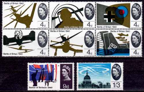 ENGLAND 1965, 13 Sept. 25th ANNIV BATTLE of BRITAIN, set, MNH, CV +/-R 125.00 view scans