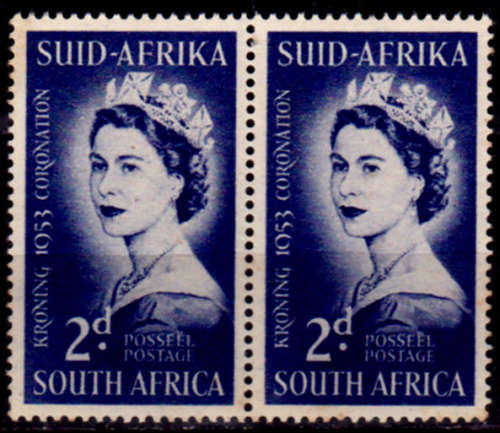 UNION OF SA 1953, 3 June. CORONATION of QEII, single pair, MNH, CV R 5.00 view scans