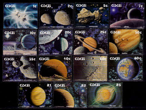 CISKEI 1991, 1 Aug, SOLAR SYSTEM 2nd DEFINITIVE ISSUE, set, MNH, CV R 199.00, view scans