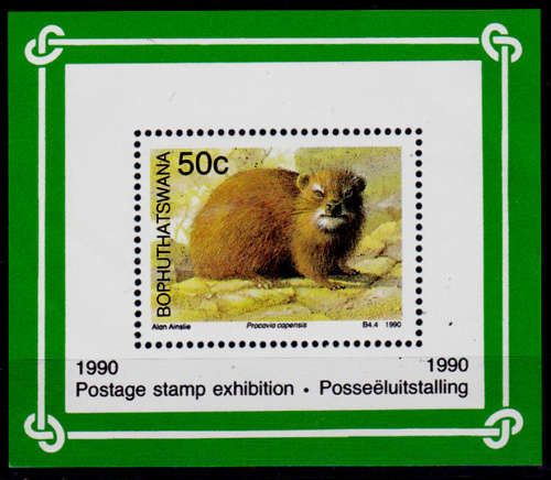 BOPHUTHATSWANA 1990, 11 April. SMALL MAMMALS, minisheet, MNH, CV R 35.00 view scans