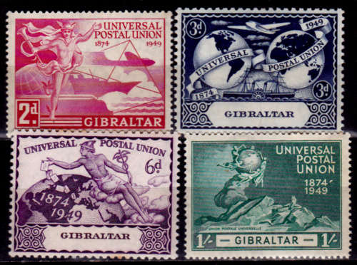 GIBRALTAR 1949, 10 Oct. 75th ANNIV of UPU, set, MH, CV +/-R 180.00 view scans