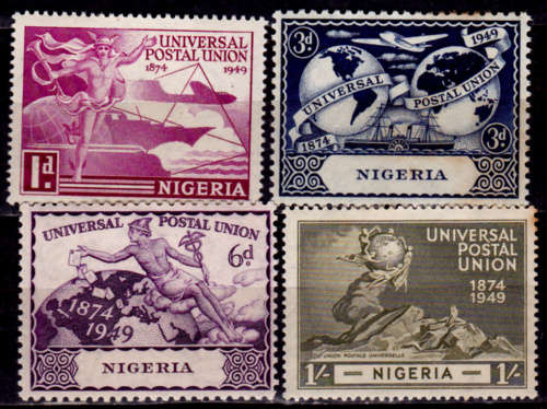 NIGERIA 1949, 10 Oct. 75th Anniv of UPU, set, MH, CV +/-R 50.00 view scans