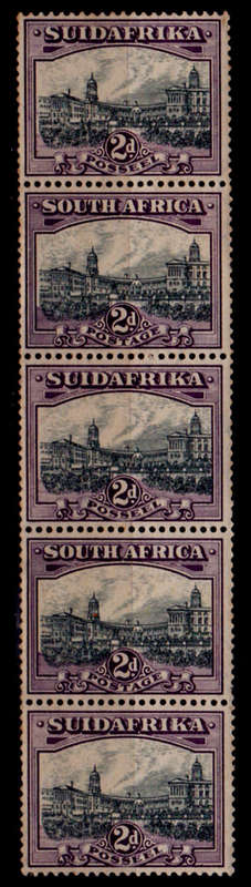UNION OF SA 1930-1945, DEFINITIVE ISSUE - ROTO PRINT, 2d strip, MH, CV +/-R 600.00 view scans