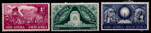 UNION OF S A 1949, 1 Dec. INAUG VOORTREKKER MONUMENT, set, MH, CV R 6.00 view scans
