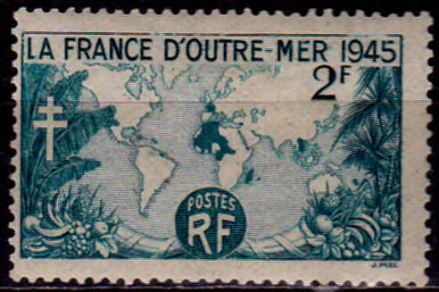 FRANCE 1945, 17 Sept. FRENCH COLONIAL WAR, single, MH, CV +/-R 5.00 view scans