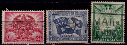 AUSTRALIA 1946, 18 Feb. ENDING of WWII, set, UH, CV+/- R 15.00 view scans