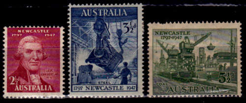 AUSTRALIA 1947, 10 Sept. 150th ANNIV NEWCASTLE, set, MH, CV+/- R 15.00 view scans