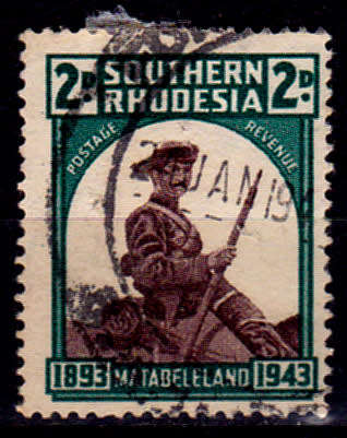 SOUTHERN RHODESIA 1943, 1 Nov. 50th ANNIV MATABELELAND, single, UH, CV R 20.00, view scans