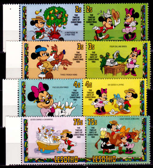 LESOTHO 1982,1 Dec. CHRISTMAS - WALT DISNEY, set, MNH, CV +/-R 40.00 view scans