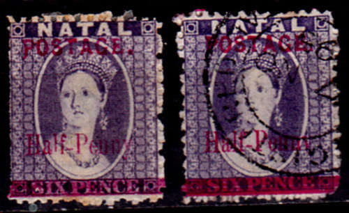 NATAL 1895, 12 March. NO 20 SURCHARGED, single, MH and UH, CV R 170.00, view scans